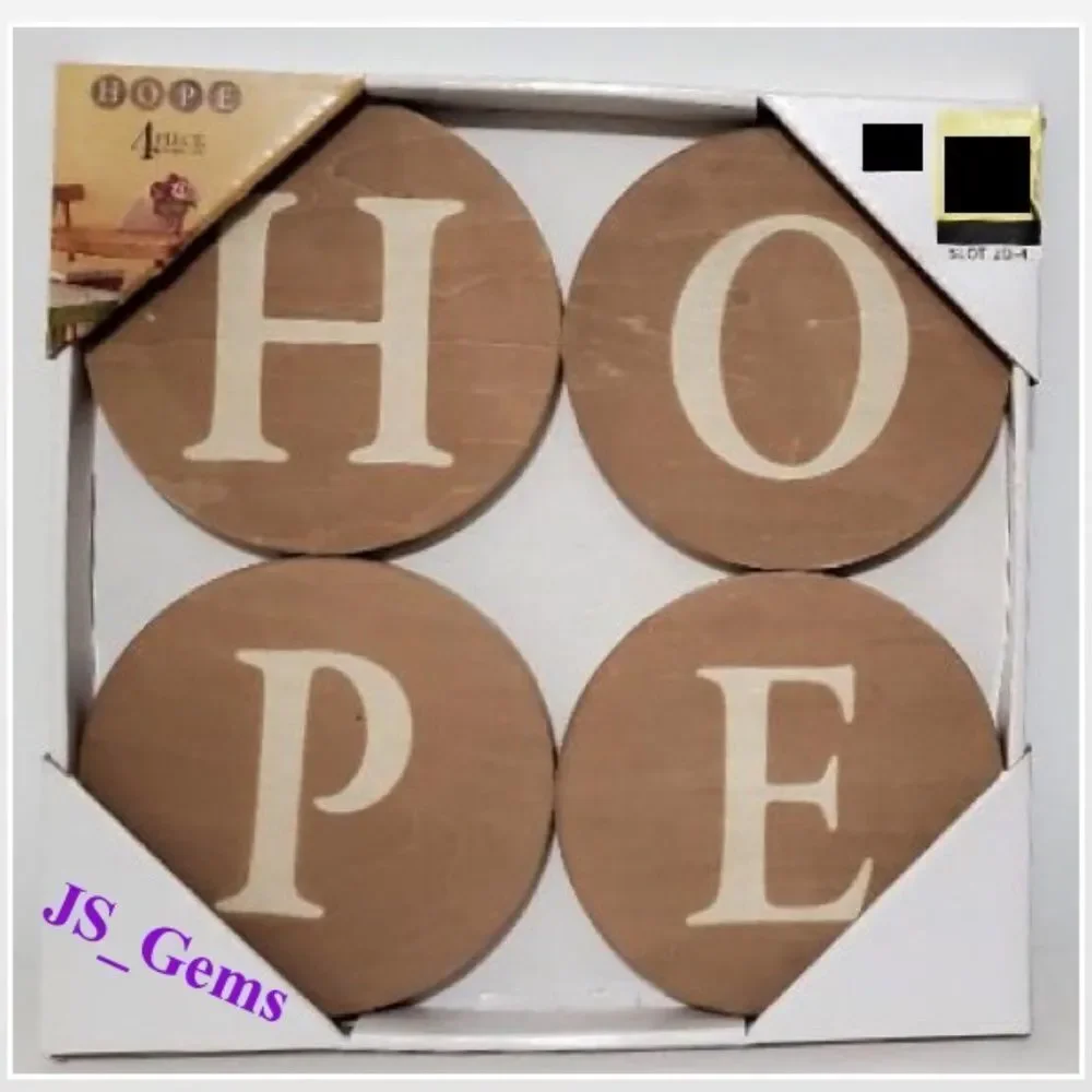 New Sign Of The Times Wall Sign Plaque Hope Letter Art Wood Brown Circles NWT